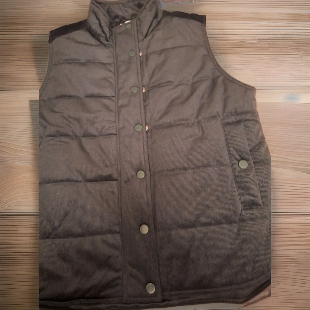 Mia & Tess Womens Green Quilted Zipper & Button Closure 2 Side Pockets sz S 158